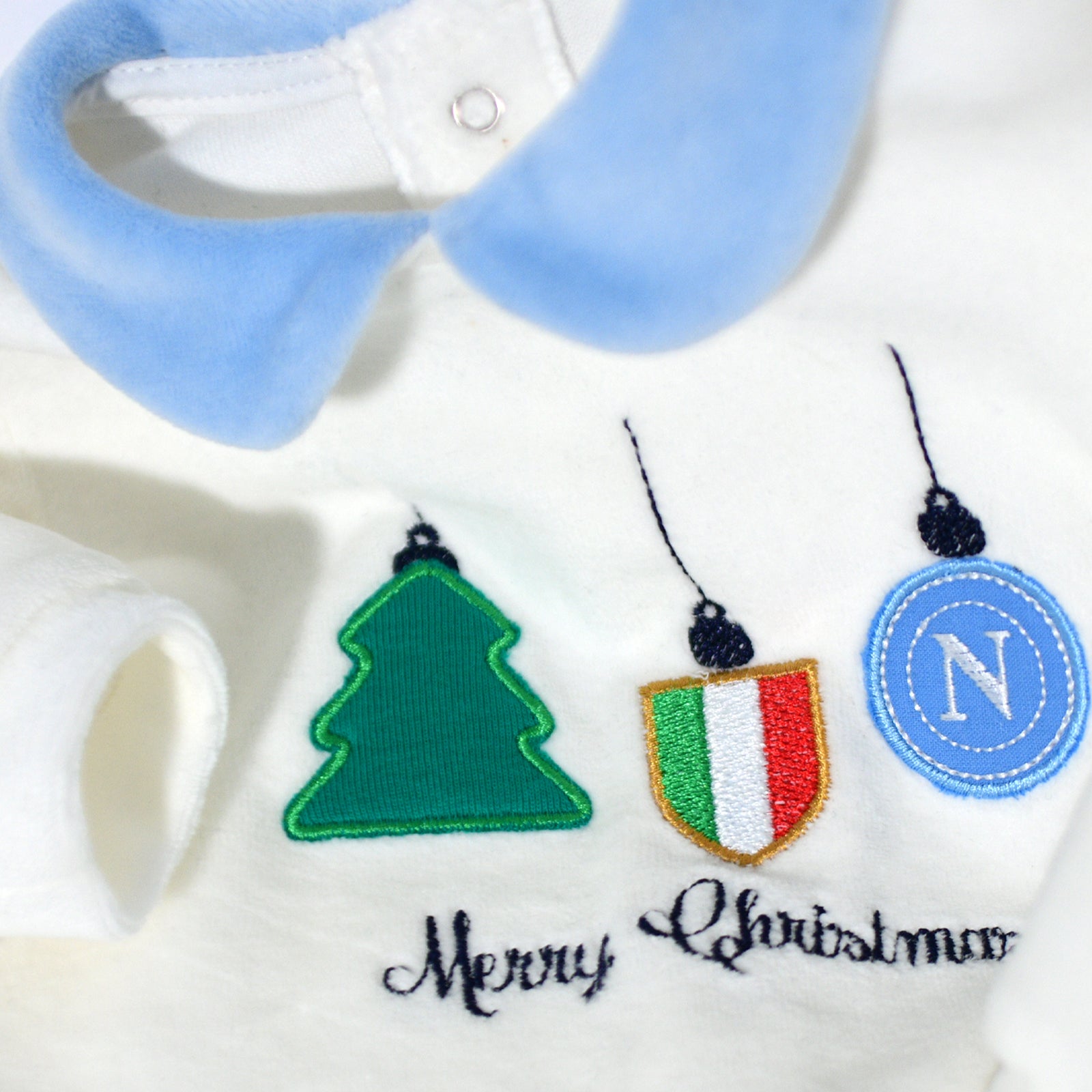 SSC Napoli Tutina in Ciniglia Natalizia Bianco/Azzurra