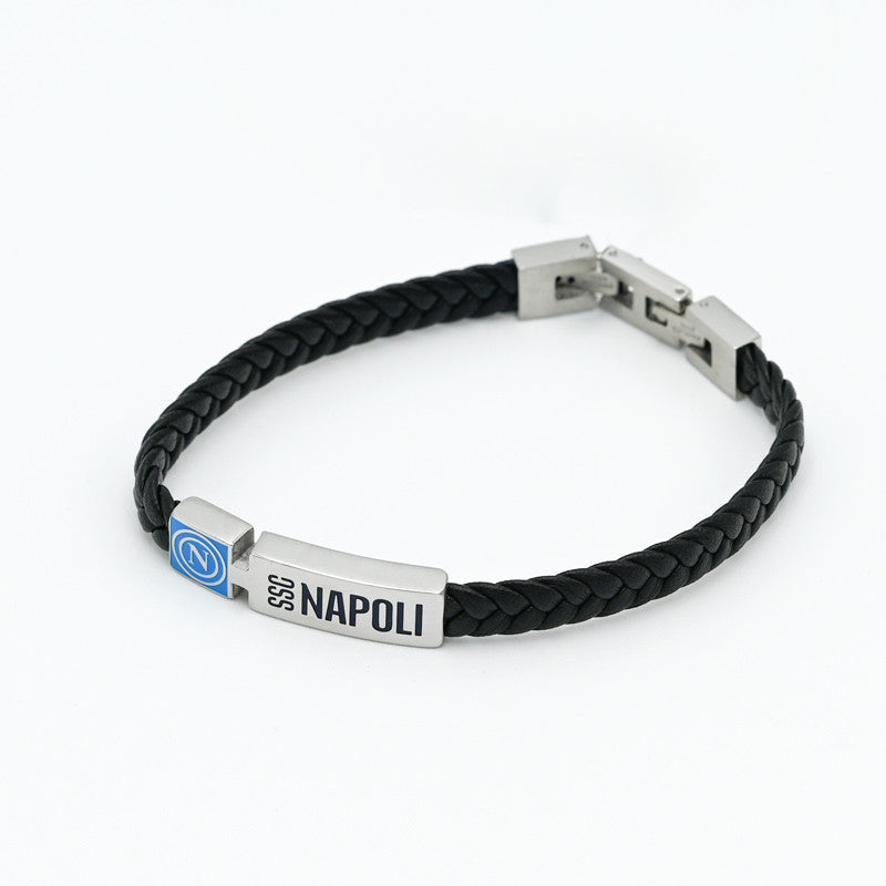 SSC Napoli Bracciale in Cuoio Logo e Writing