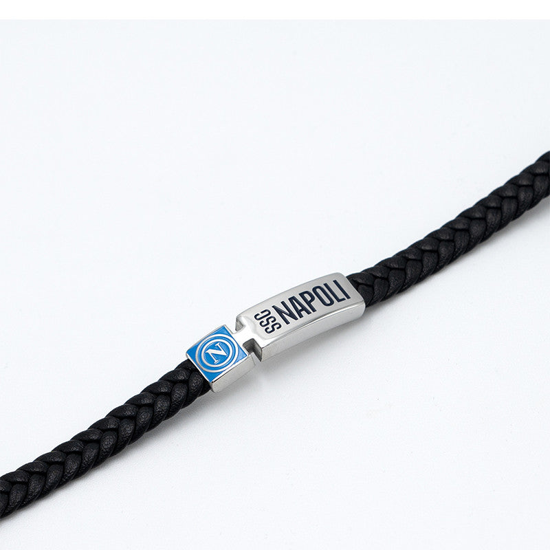 SSC Napoli Bracciale in Cuoio Logo e Writing