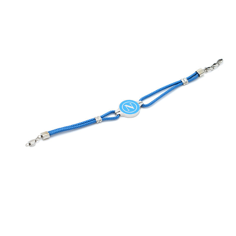 SSC Napoli Bracciale Azzurro Cordino e Acciaio