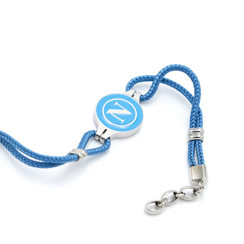 SSC Napoli Bracciale Azzurro Cordino e Acciaio