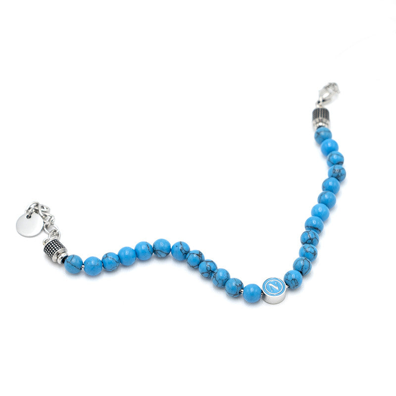 SSC Napoli Bracciale Azzurro con Pietre Naturali