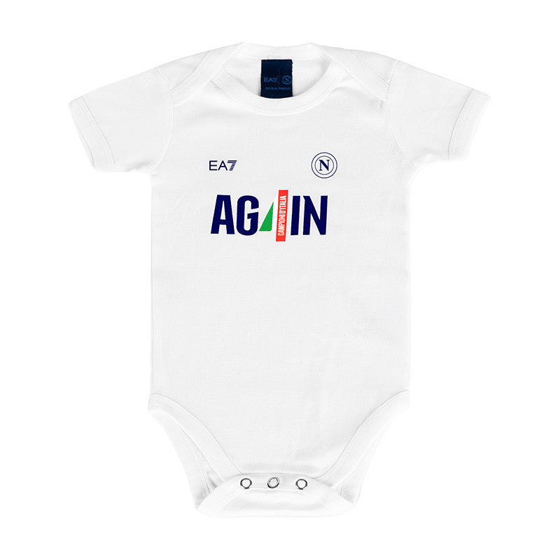 Body Napoli Campioni D'Italia 22/23 - Unisex Bambini 0-24 Mesi, Cotone, Prodotto Ufficiale EA7