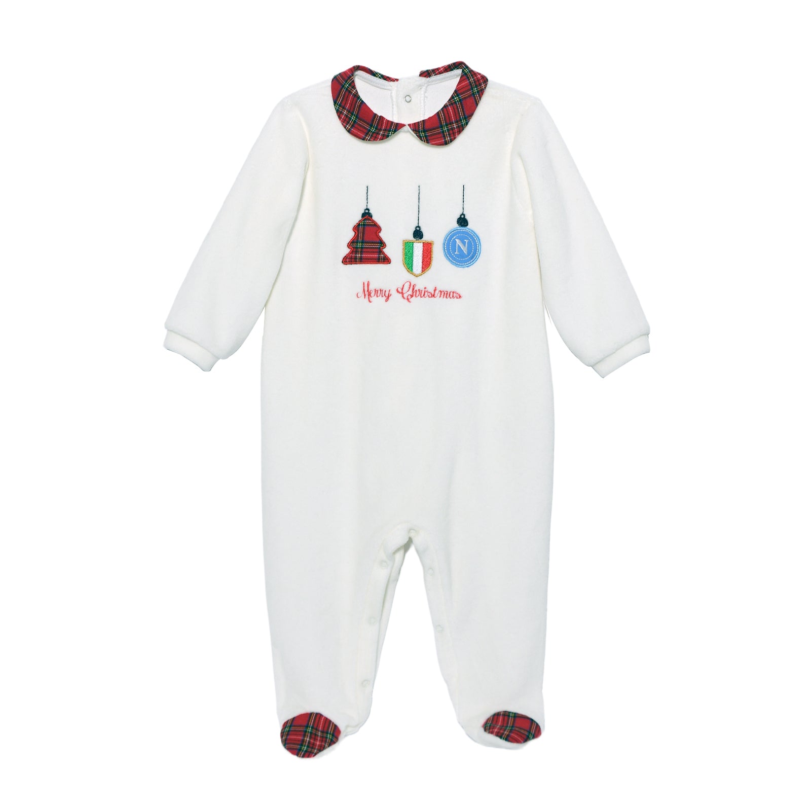 SSC Napoli Tutina in Ciniglia Natalizia Bianco/Rossa