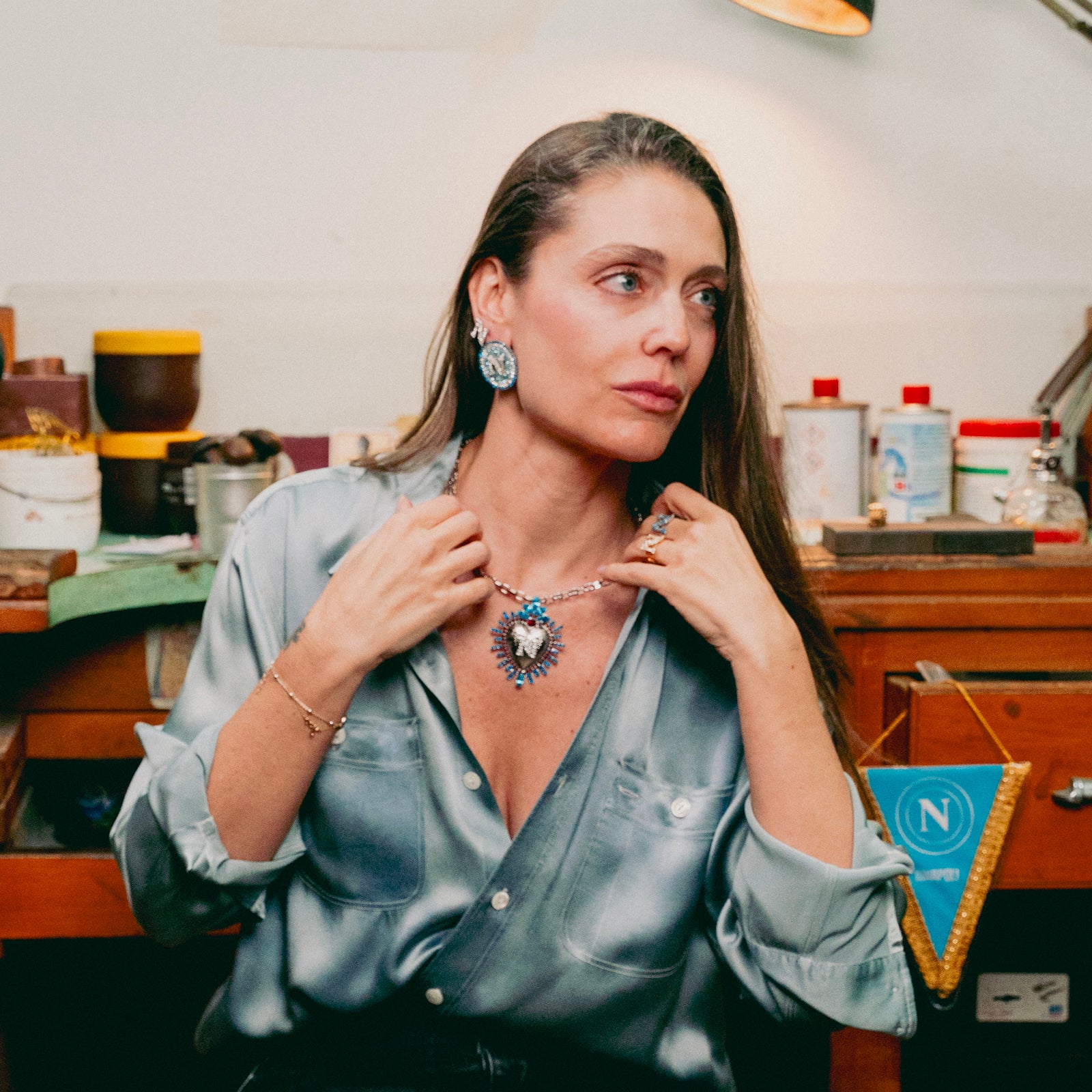 SSC Napoli Linea Aura Collana Cuore Sacro Monogram