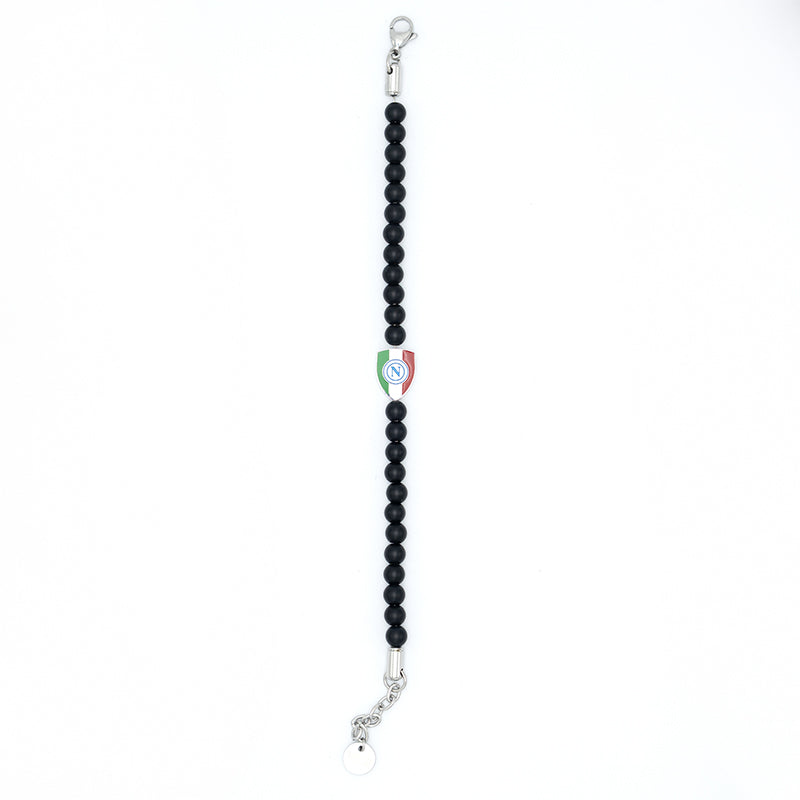 SSC Napoli Scudetto Bracelet with Black Stones