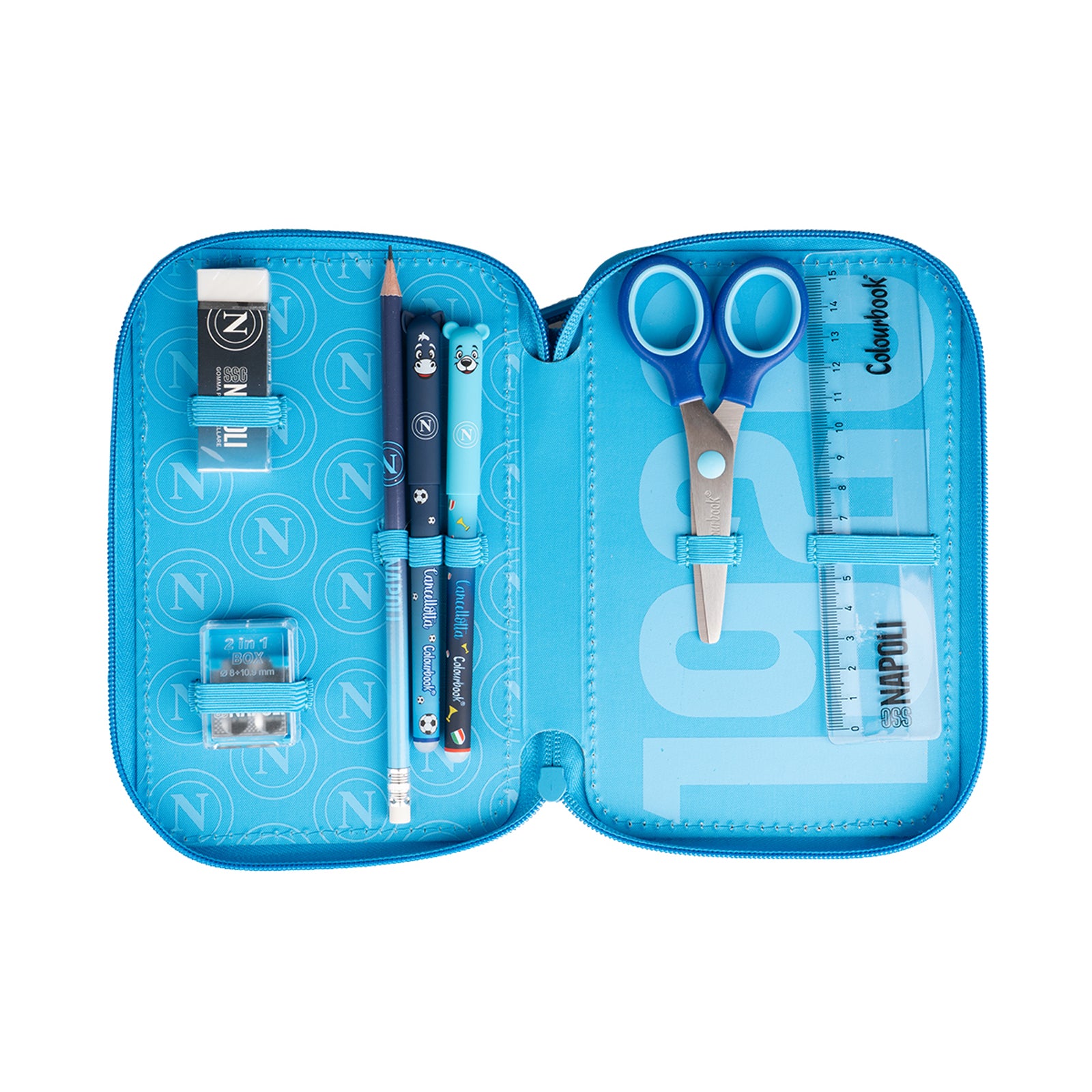 SSC Napoli Astuccio 3 Zip Azzurro
