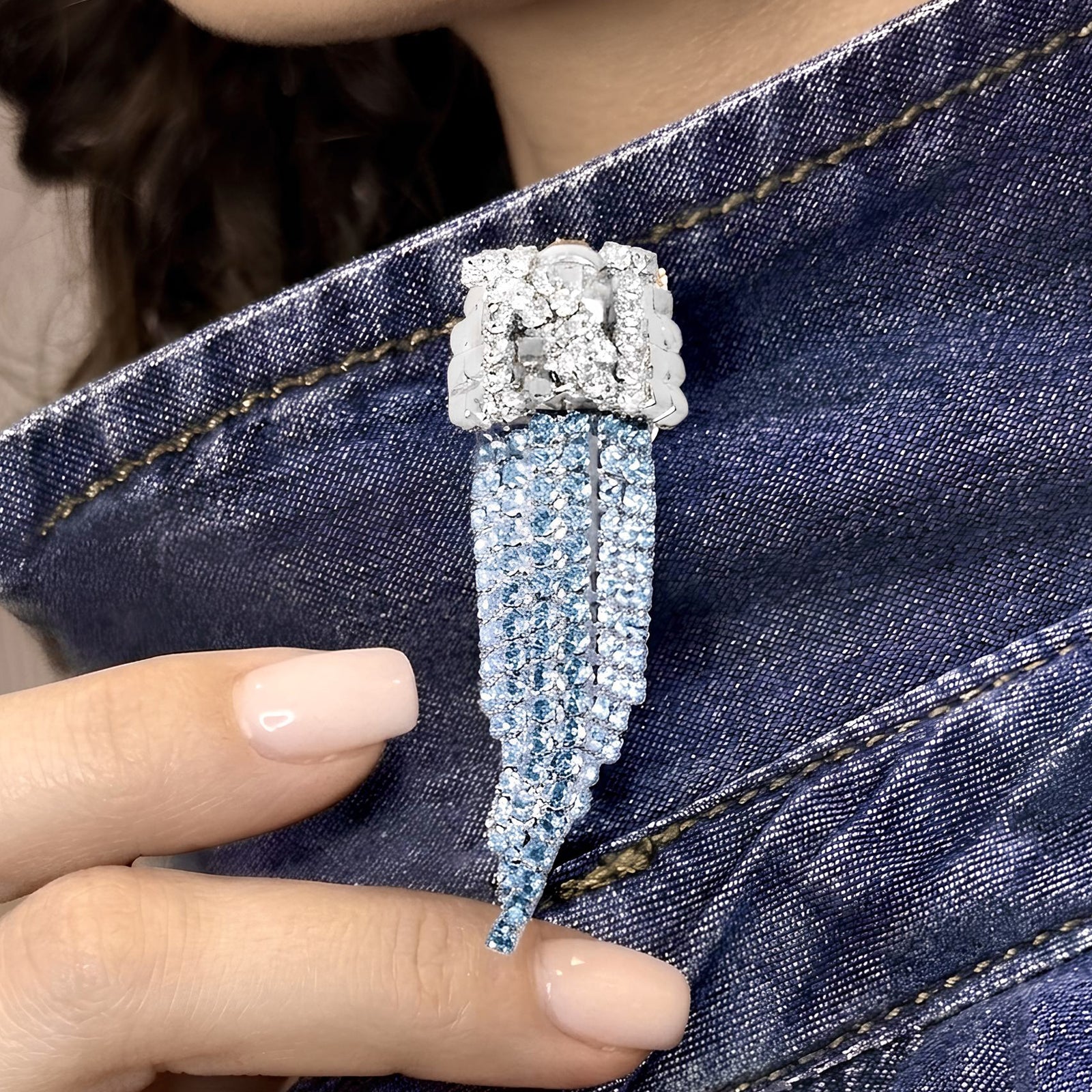 SSC Napoli Aura Collection Aquamarine Horn Pin