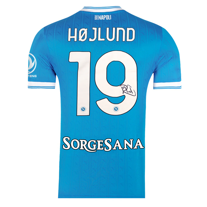 SSC Napoli Maglia Gara Home 2025/2026 Autografata da Hojlund in Premium Box