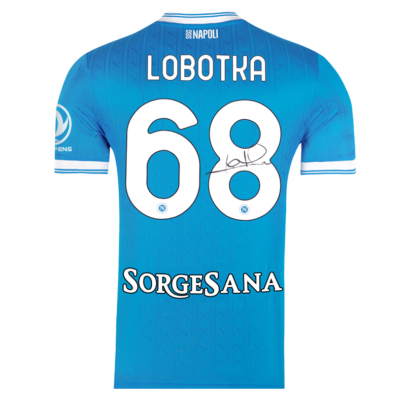 SSC Napoli Maglia Gara Home 2025/2026 Autografata da Lobotka in Premium Box