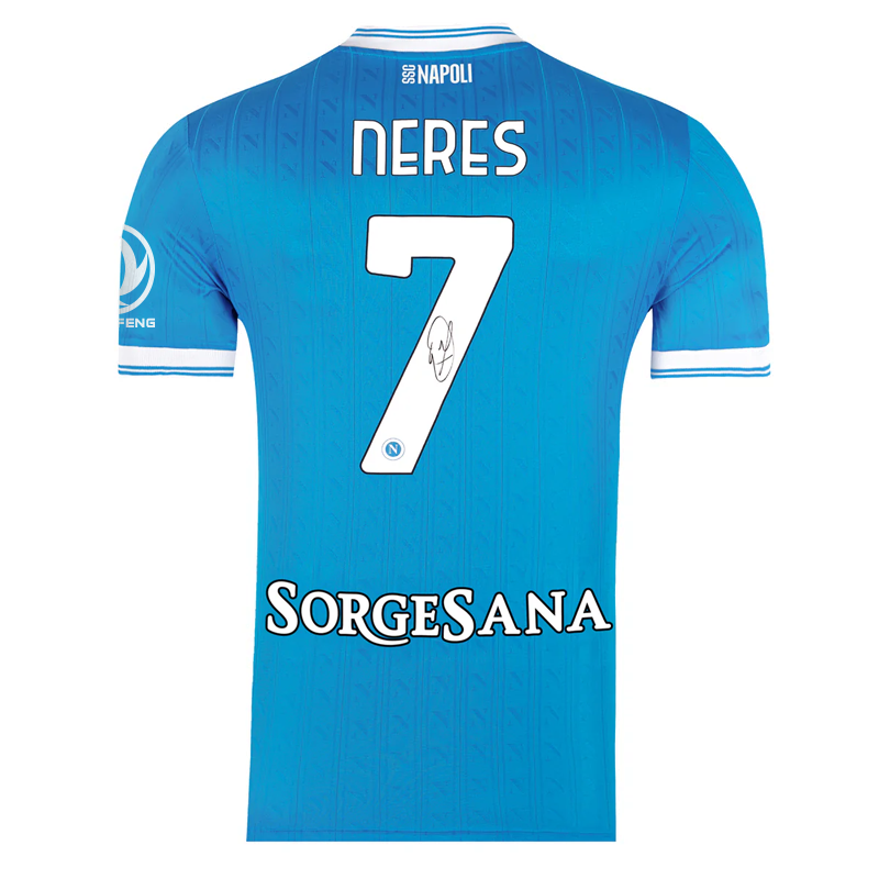 SSC Napoli Maglia Gara Home 2025/2026 Autografata da Neres in Premium Box