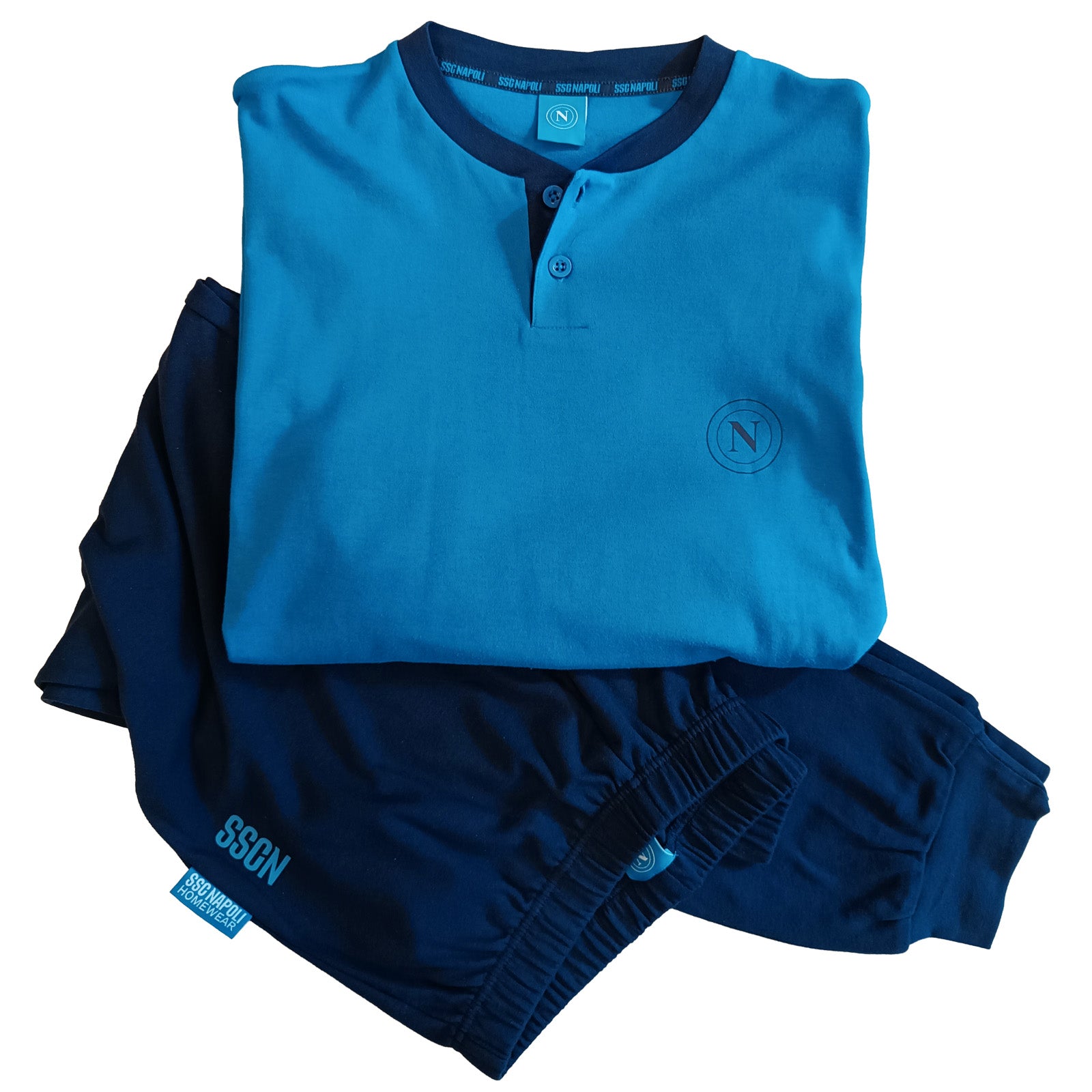 SSC Napoli Pigiama Serafino Azzurro