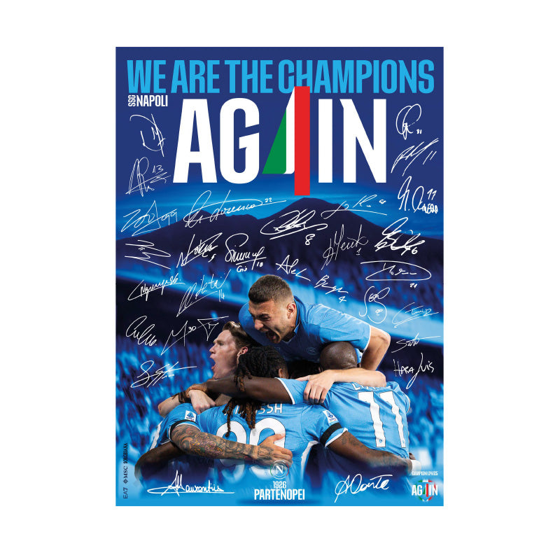 SSC Napoli Poster Celebrazione Scudetto con Autografi