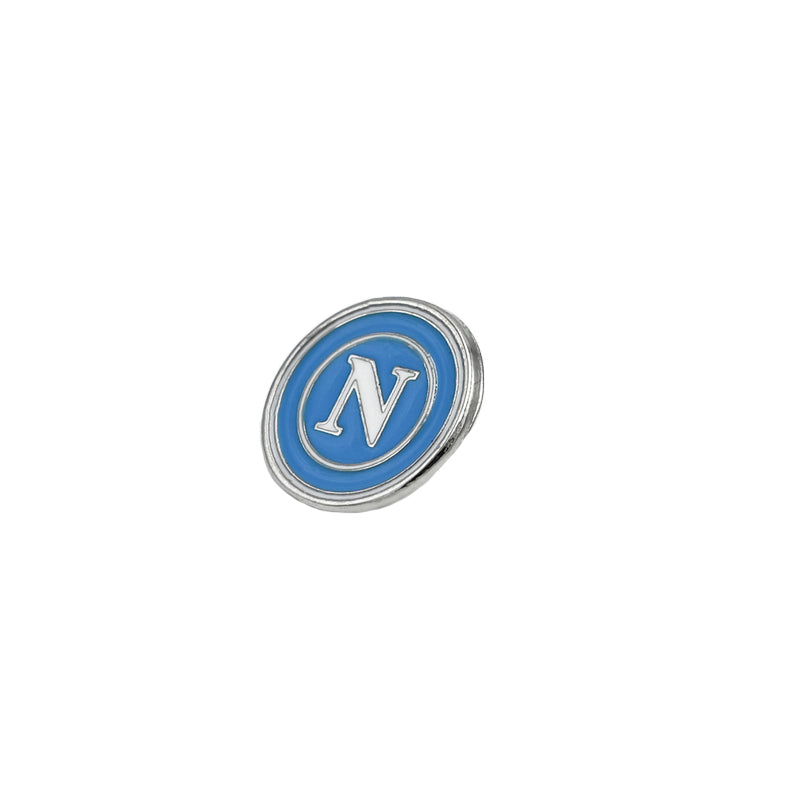 SSC Napoli Distintivo Smaltato Azzurro con Logo Bianco