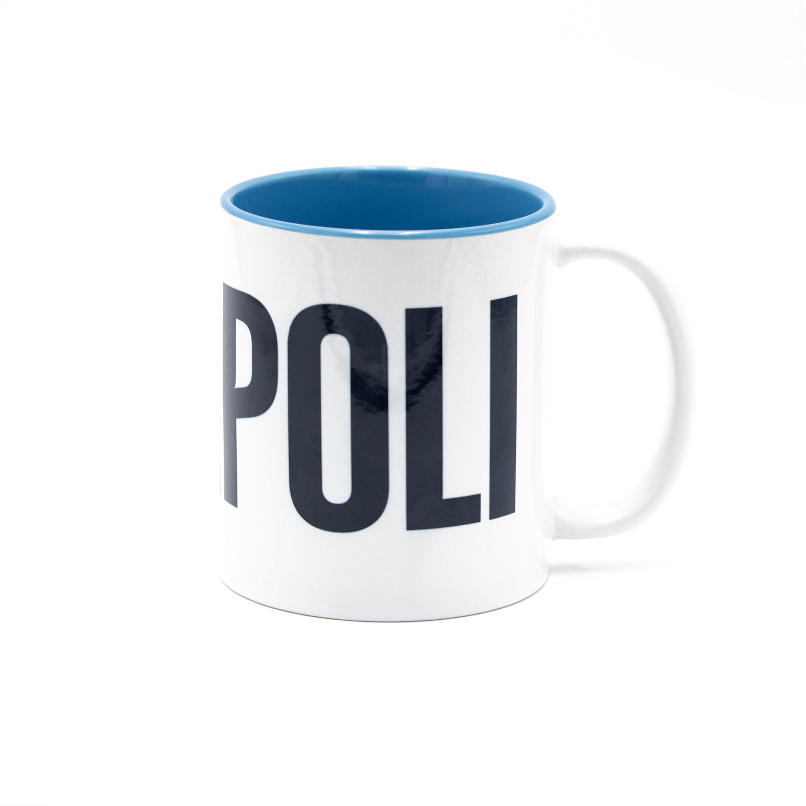Mug with SSC Napoli lettering and light blue interior