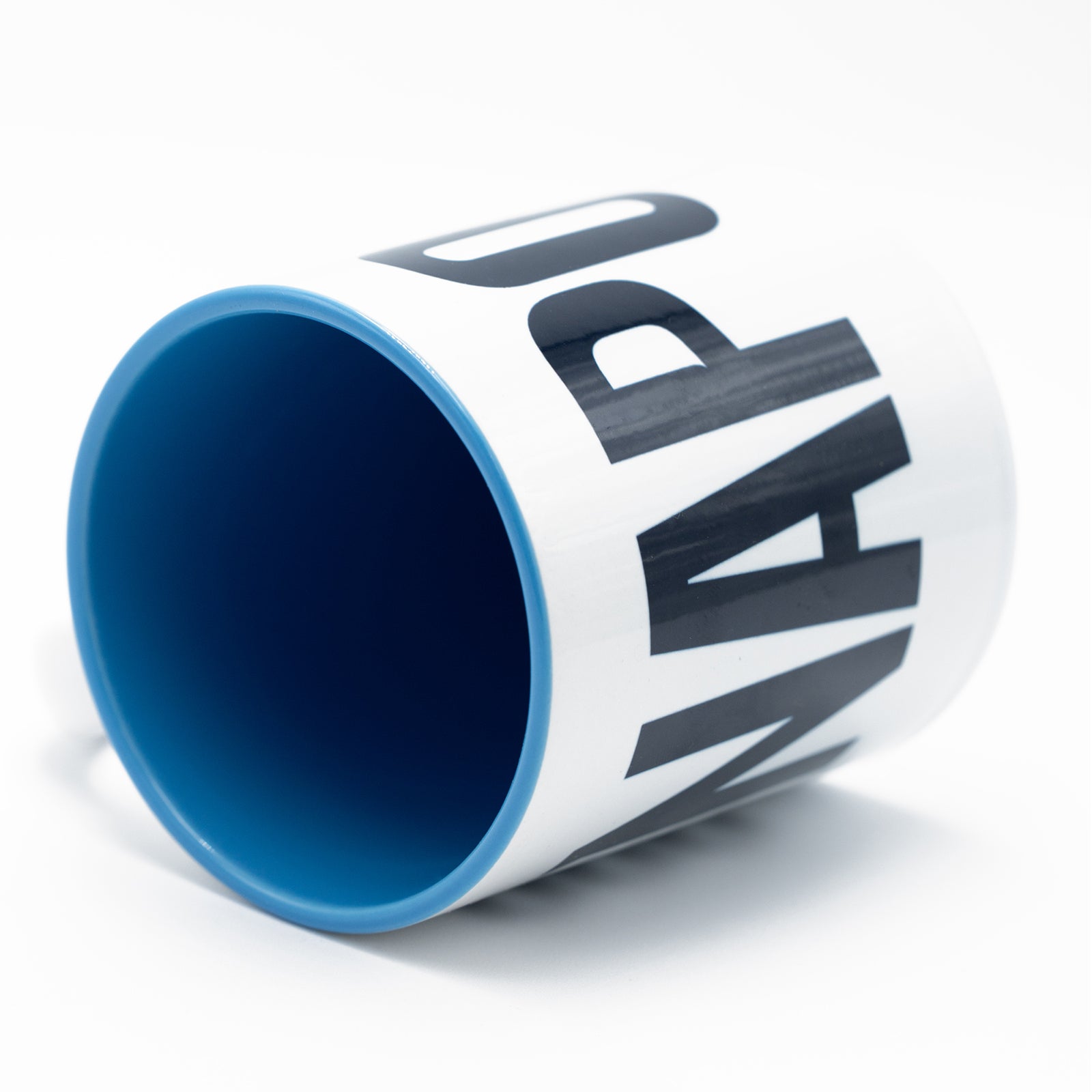 Mug with SSC Napoli lettering and light blue interior