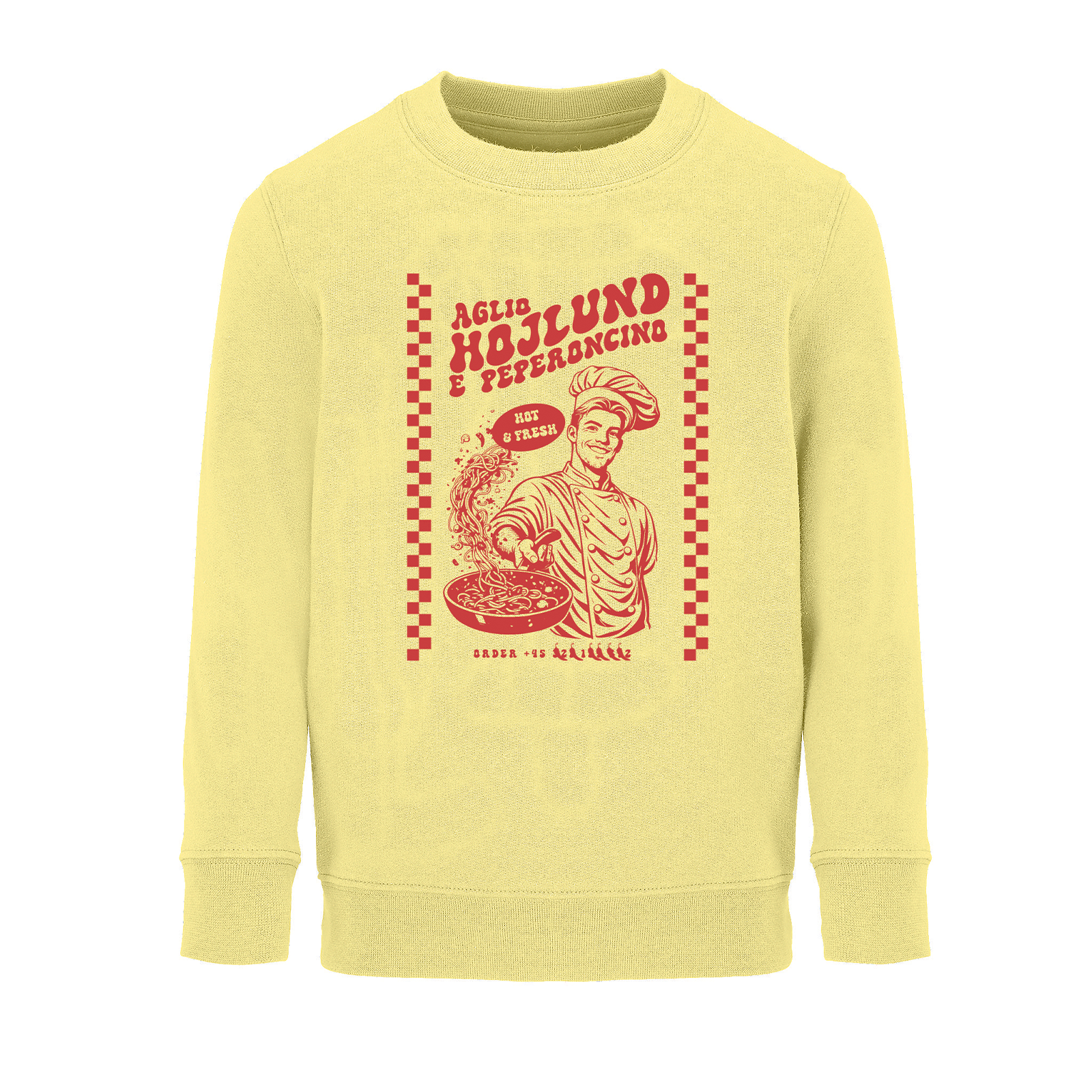 SSC Napoli Linea Admin “Aglio, Højlund e Peperoncino” Light Yellow Sweatshirt Junior