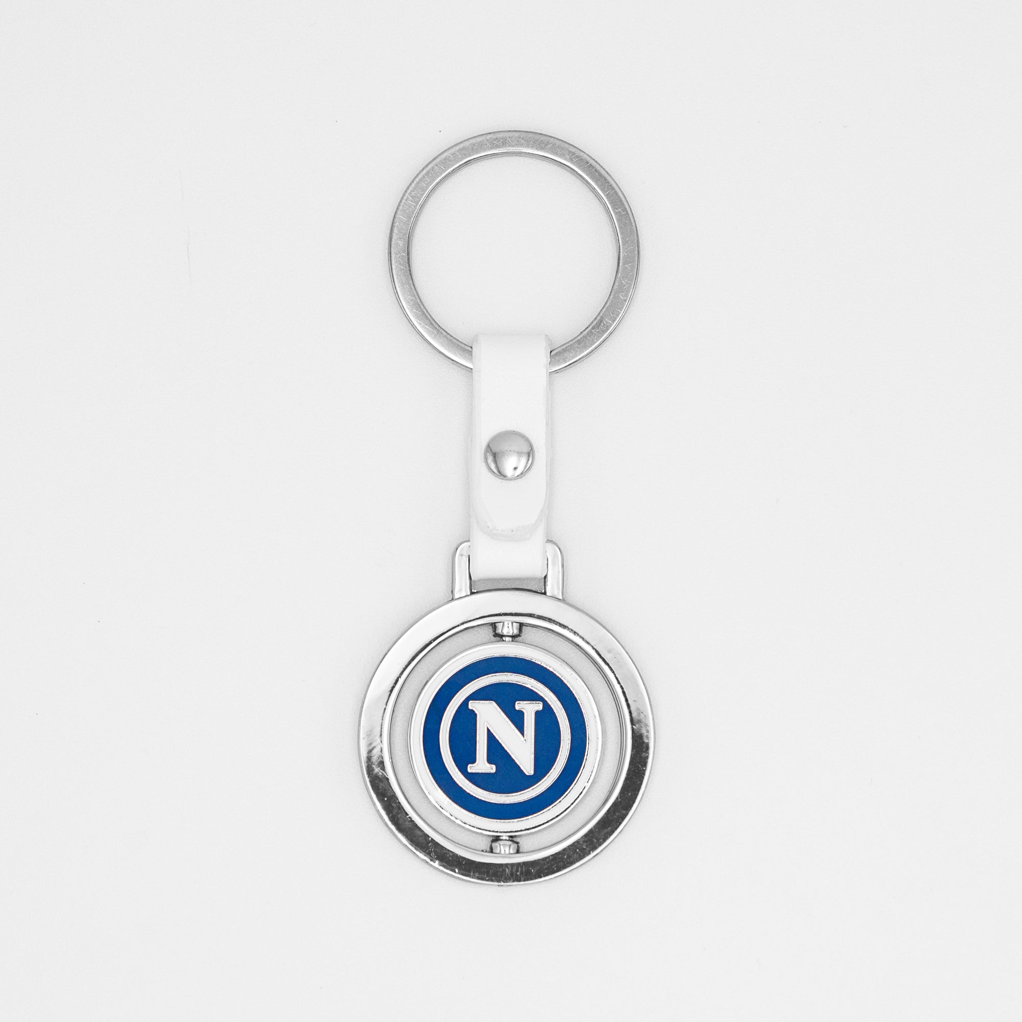 SSC Napoli Portachiavi Logo Girevole Blu/Bianco