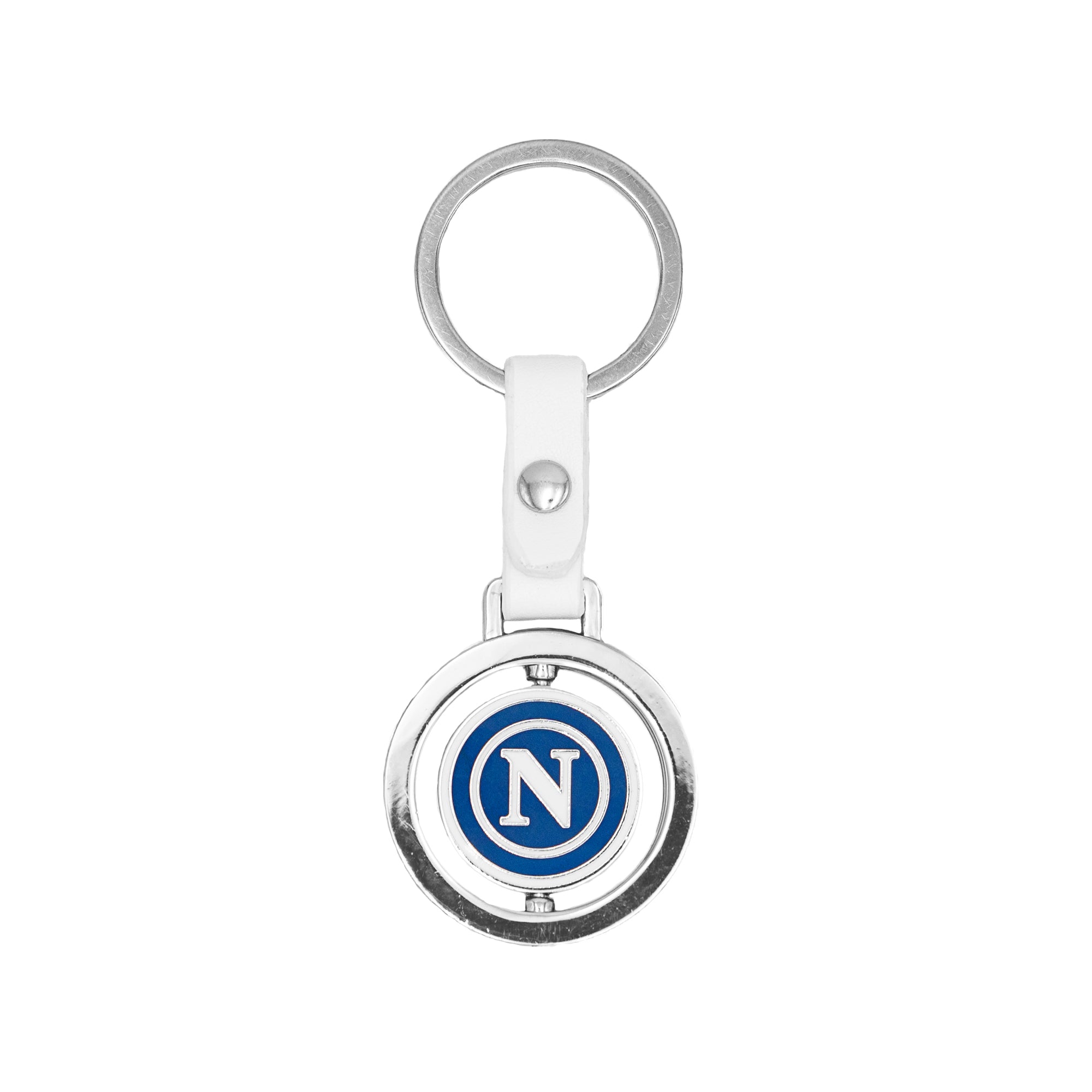 SSC Napoli Portachiavi Logo Girevole Blu/Bianco