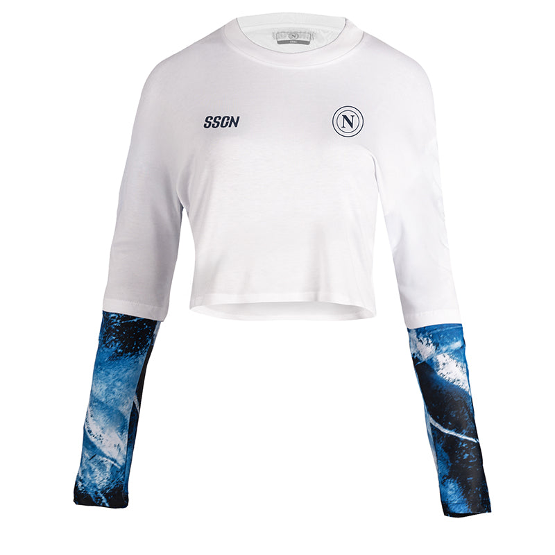 SSC Napoli T-Shirt Crop Marechiaro Bianca