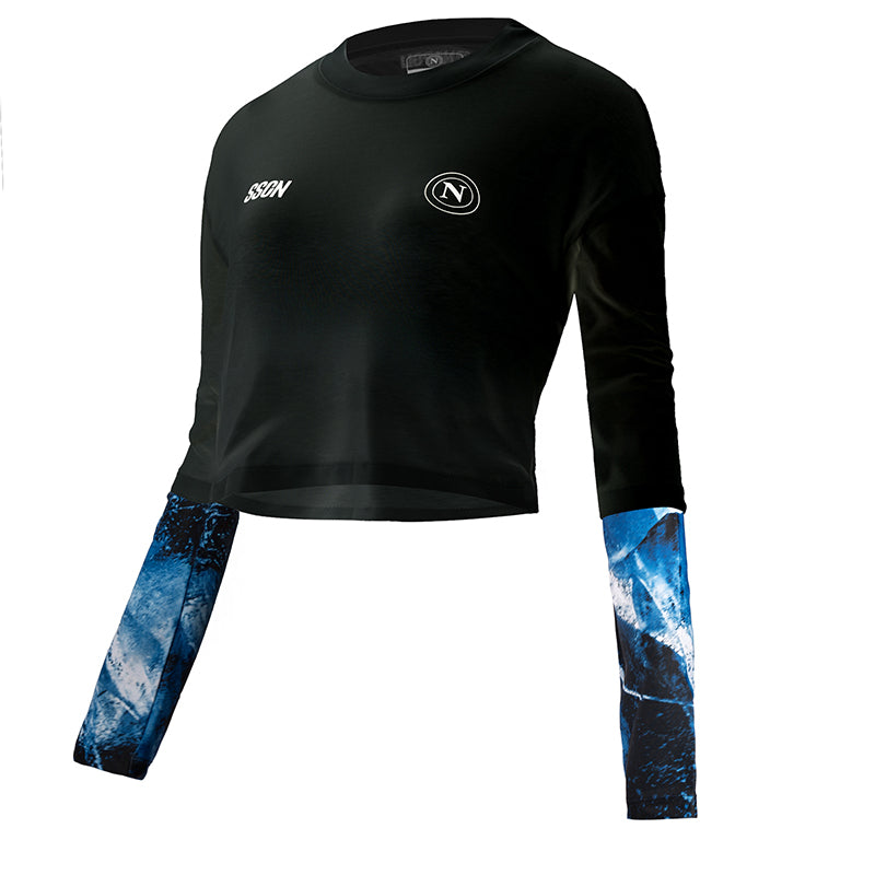 SSC Napoli T-Shirt Crop Marechiaro Nera