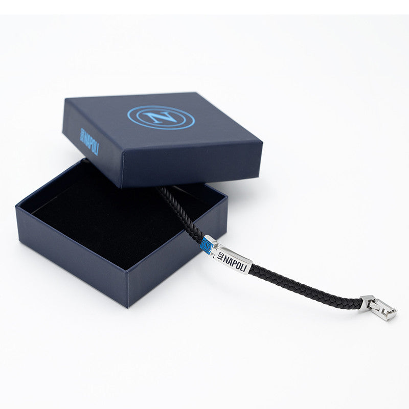 SSC Napoli Bracciale in Cuoio Logo e Writing