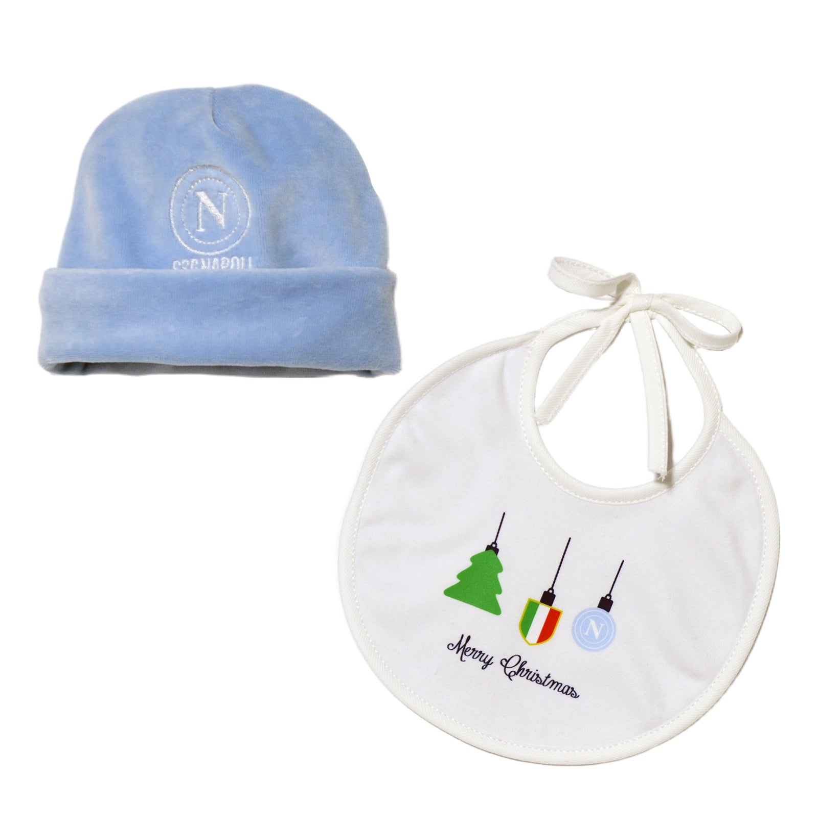 SSC Napoli Set Cappellino e Bavaglino Natalizio