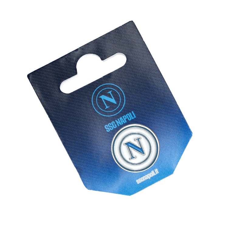 SSC Napoli Distintivo Smaltato Bianco con Logo Azzurro