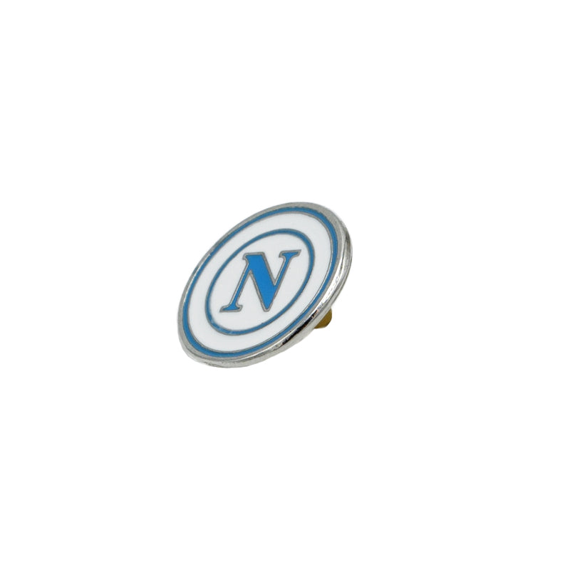 SSC Napoli Distintivo Smaltato Bianco con Logo Azzurro
