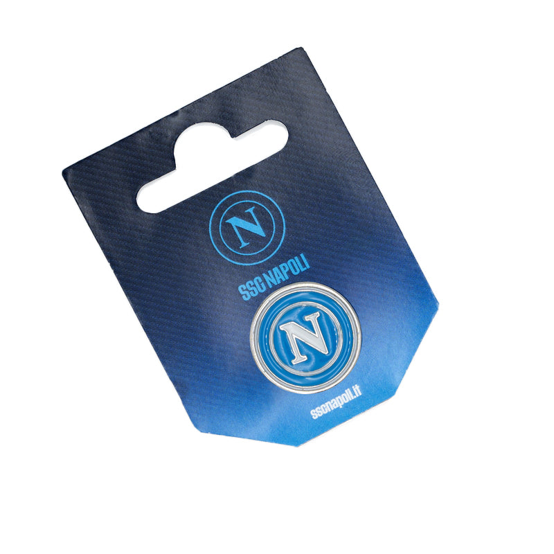 SSC Napoli Distintivo Smaltato Azzurro con Logo Bianco
