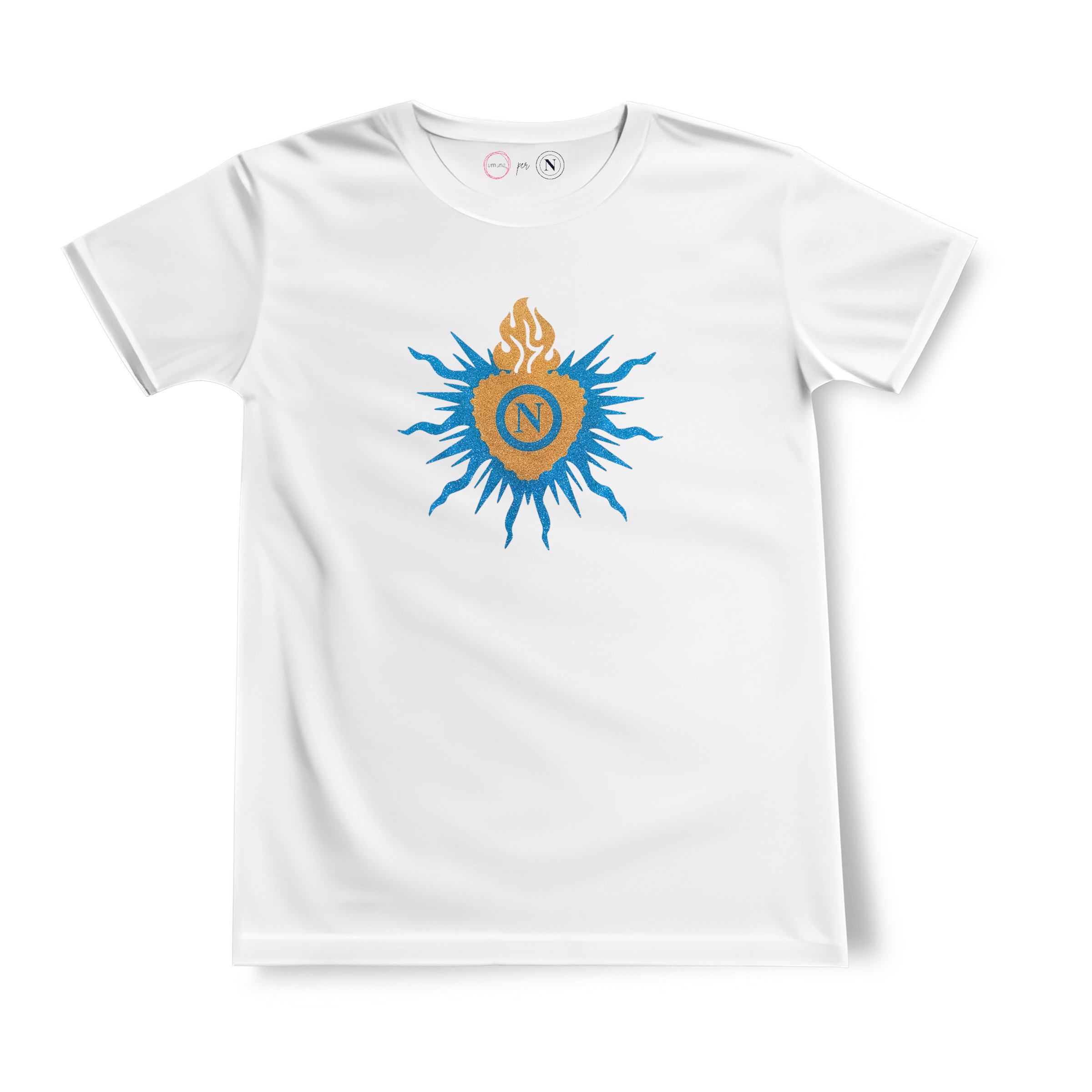 SSC Napoli White Aura Collection Blue/Gold Sacred Heart T-Shirt