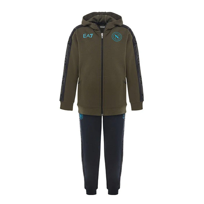 SSC Napoli Olive Night Interlock Tracksuit with Cap for Kids 2024/2025