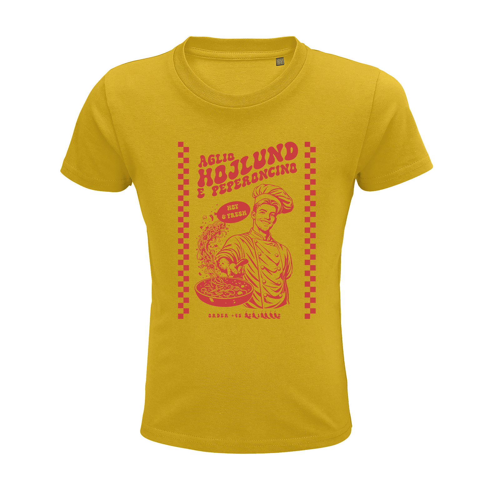 SSC Napoli Linea Admin “Aglio, Højlund e Peperoncino” Golden Yellow T-Shirt Junior