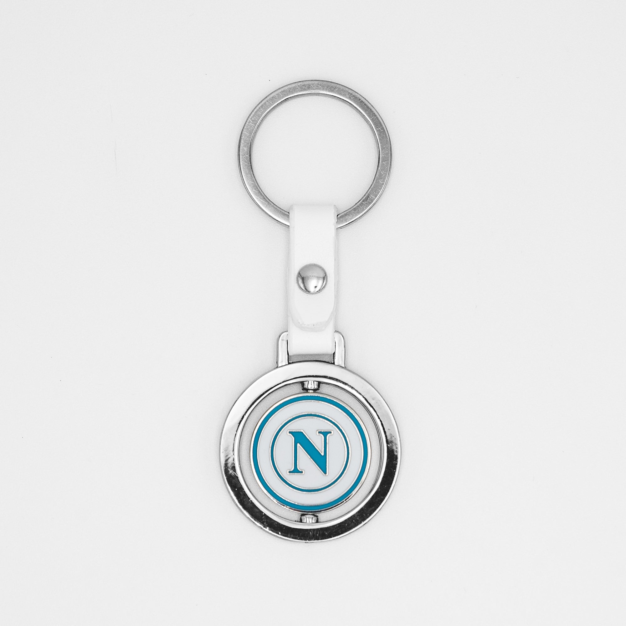 SSC Napoli Portachiavi Logo Girevole Blu/Bianco