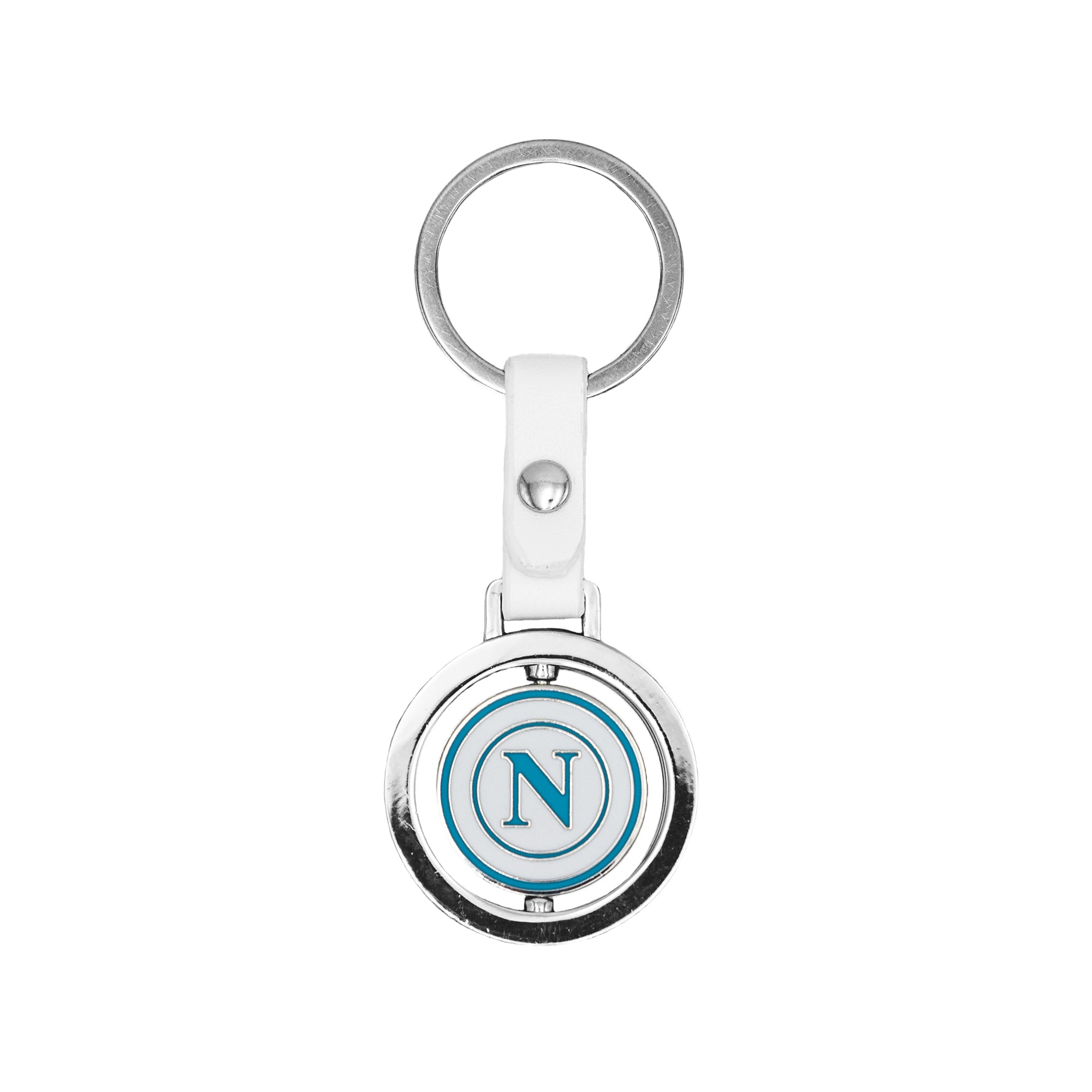 SSC Napoli Portachiavi Logo Girevole Blu/Bianco