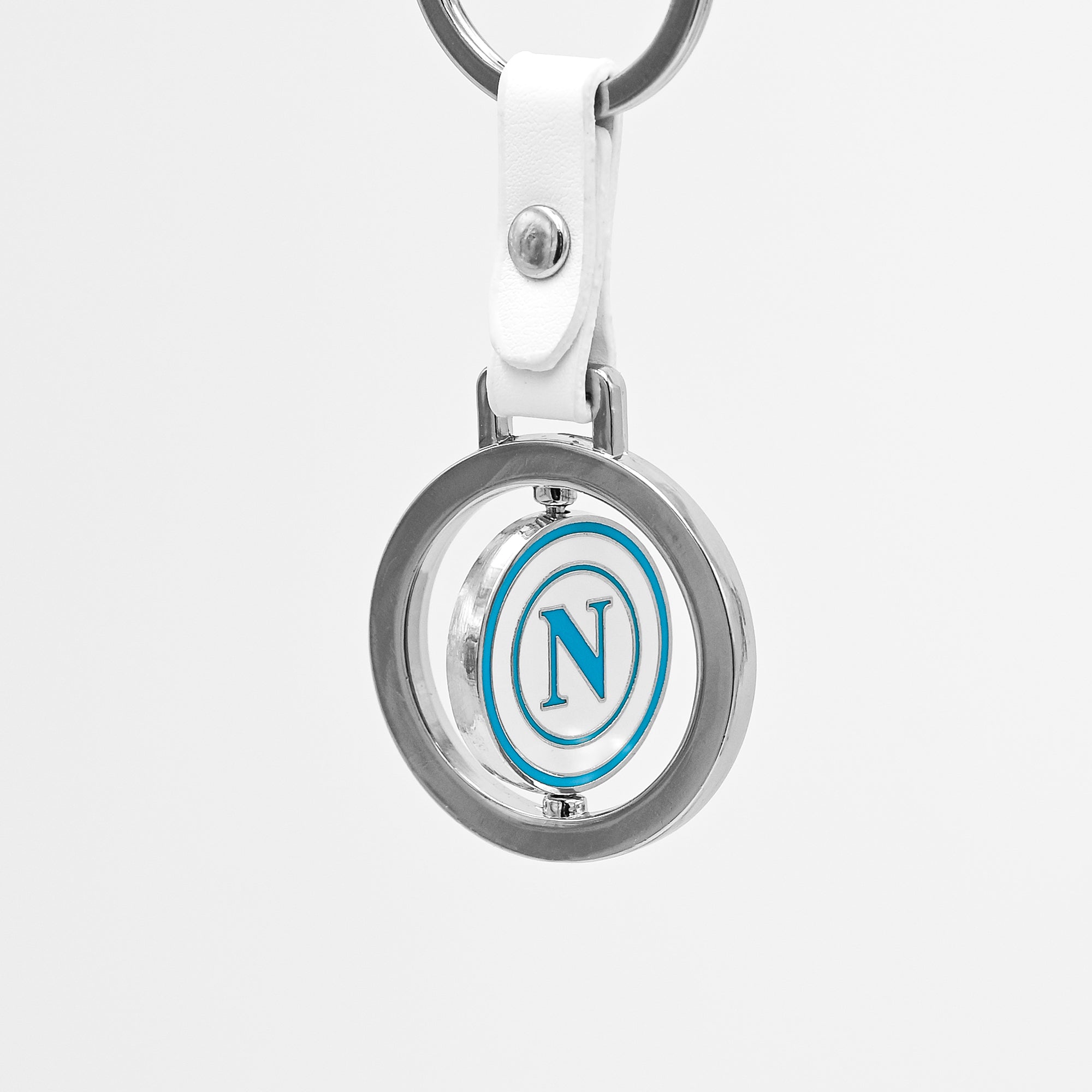 SSC Napoli Portachiavi Logo Girevole Blu/Bianco